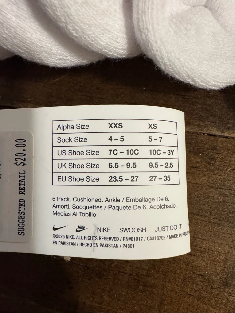 Nike white ankle socks 10C-3Y